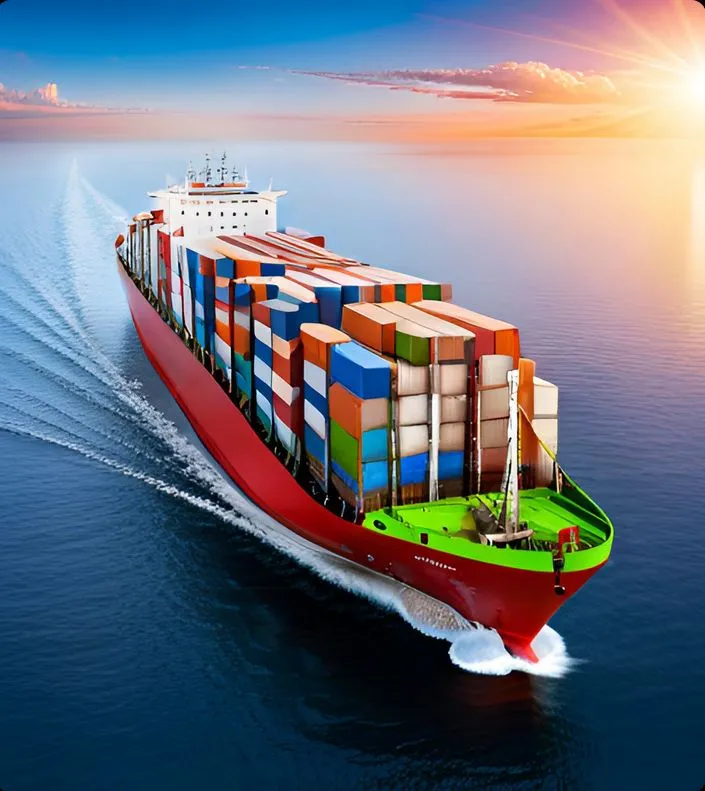 Cargo ship at sea